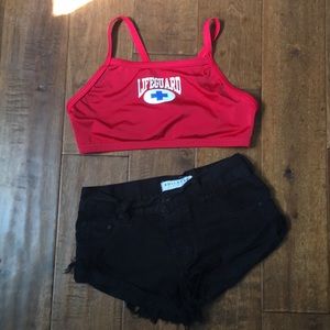 Vintage lifeguard bralette/swim top